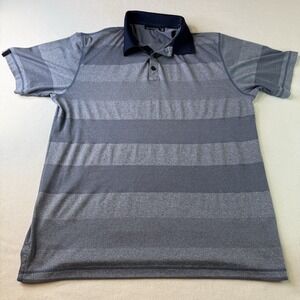 Devereux Golf Polo Shirt Mens XL Blue Striped Vented Short Sleeve